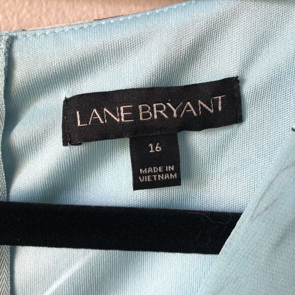 Lane Bryant Faux Wrap Dress 16 Floral Midi Sheer Ruffle Belted Feminine Girly - Picture 6 of 13